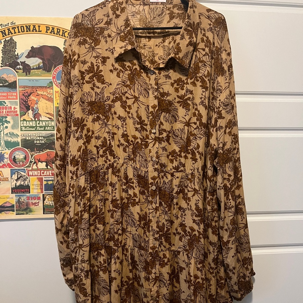 Pink Lily fall style button up dress